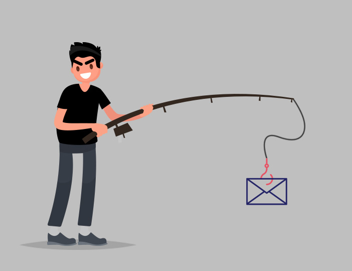 Warning graphic illustrating phishing scam with email alert and M1 Credit Union fraud prevention tips for secure online banking