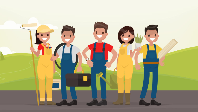 Volunteers planting trees